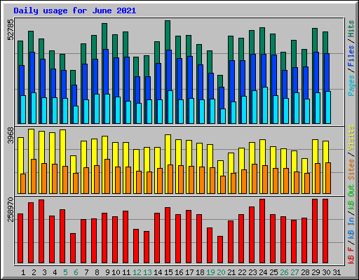 Daily usage for June 2021