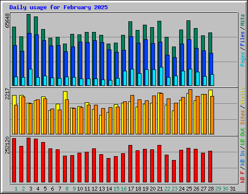 Daily usage for February 2025