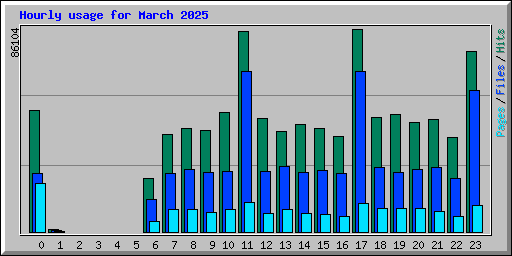 Hourly usage for March 2025
